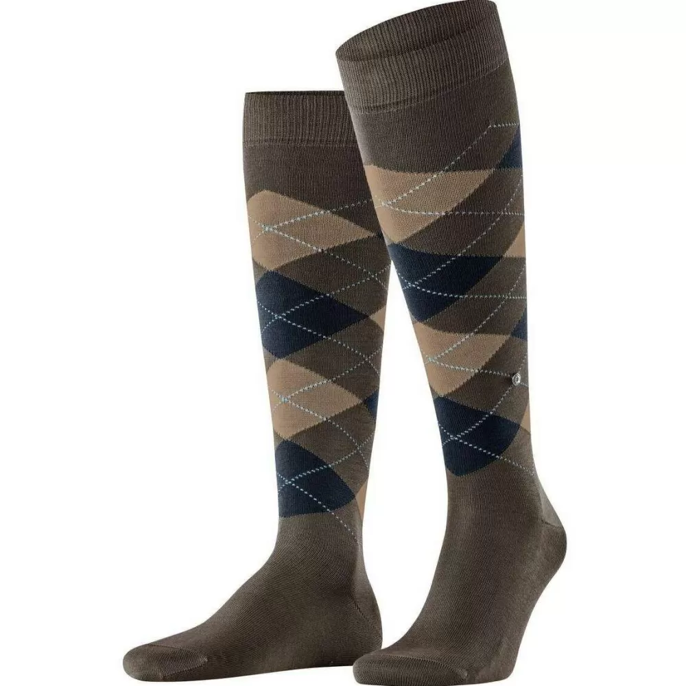 Burlington Men's Socks^Brown Manchester Knee High Socks