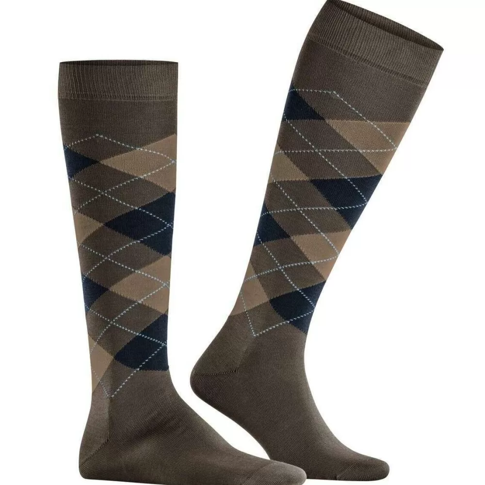 Burlington Men's Socks^Brown Manchester Knee High Socks