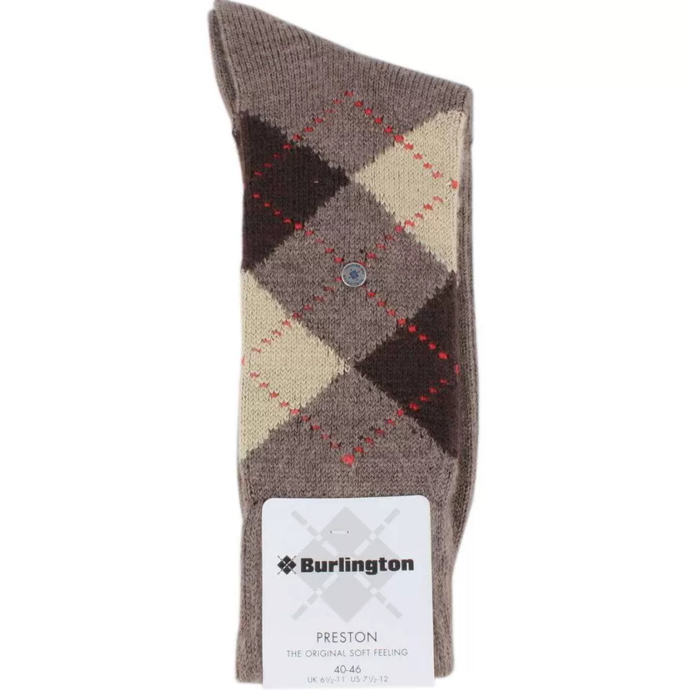 Burlington Men's Socks^Brown Preston Argyle Socks