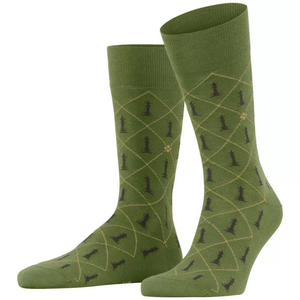 Burlington Men's Socks^Green Chess Socks