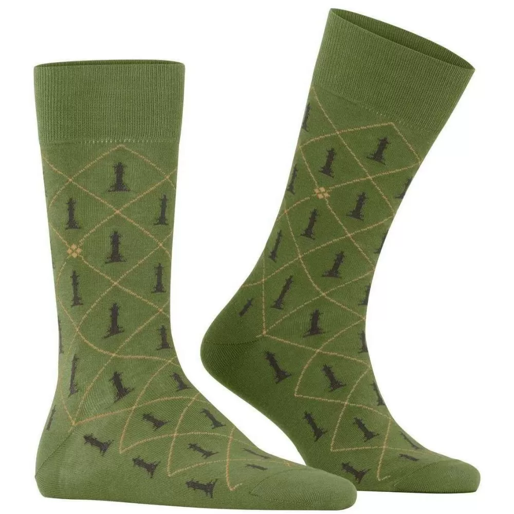 Burlington Men's Socks^Green Chess Socks