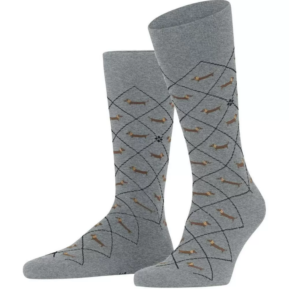 Burlington Men's Socks^Grey Dachshund Socks