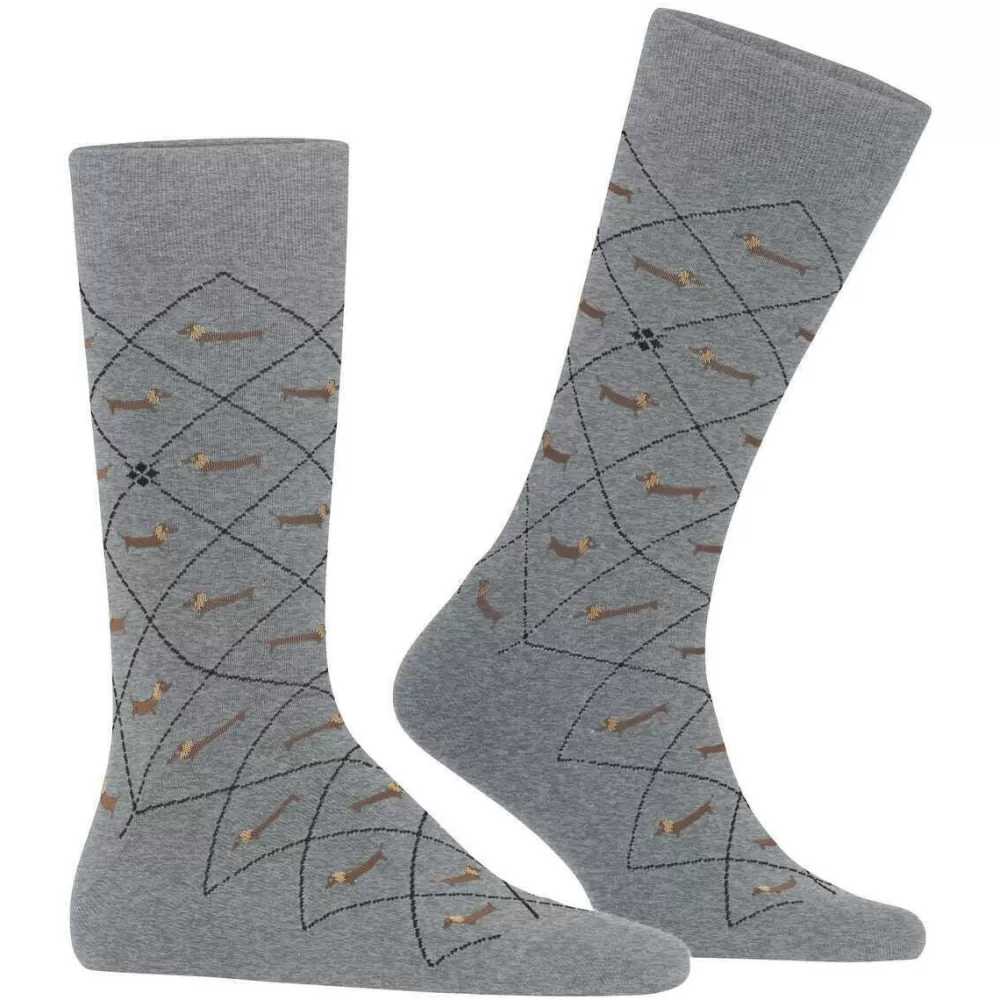 Burlington Men's Socks^Grey Dachshund Socks