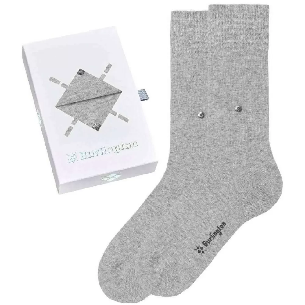 Burlington Men's Socks^Grey Plain Basic Gift Box Socks