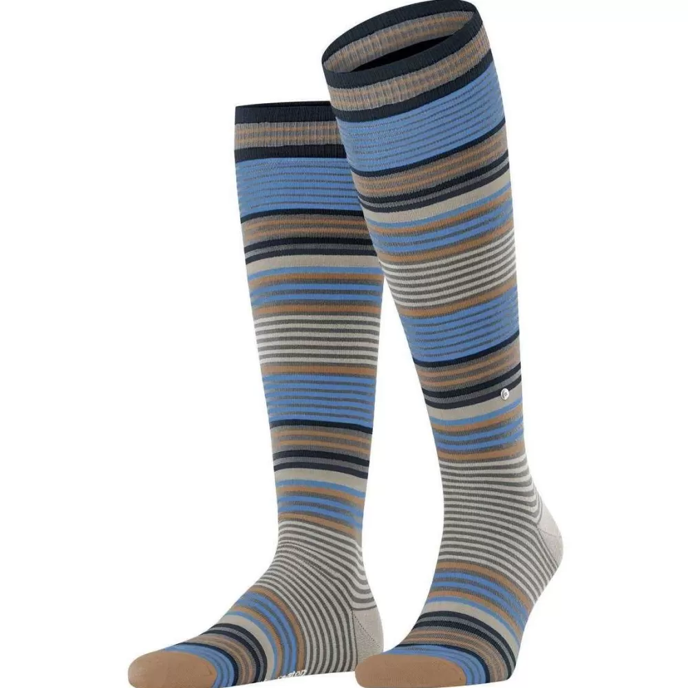 Burlington Men's Socks^Grey Stripe Knee High Socks