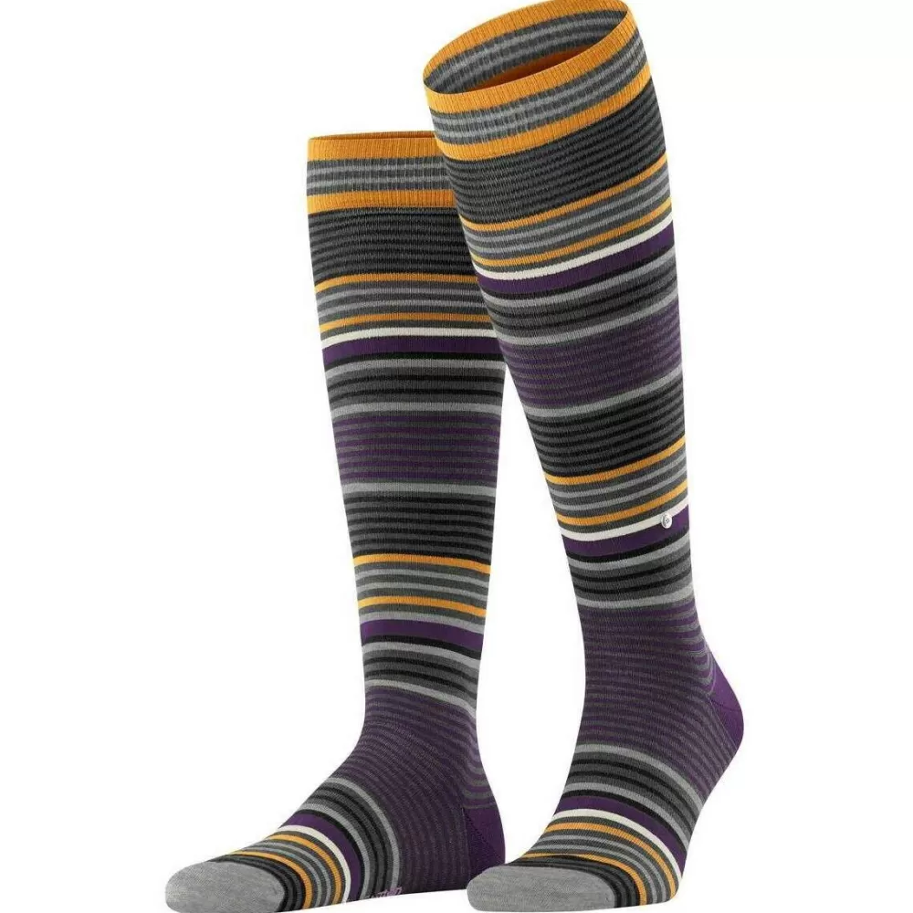 Burlington Men's Socks^Grey Stripe Knee High Socks