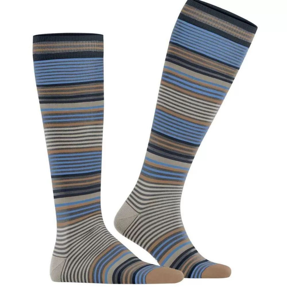 Burlington Men's Socks^Grey Stripe Knee High Socks