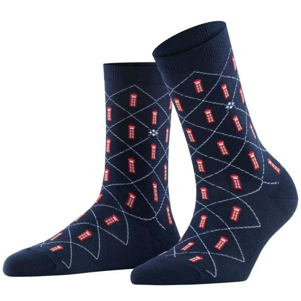 Burlington Women's Socks^Navy Phone Booth Socks