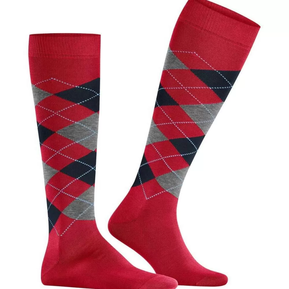 Burlington Men's Socks^Red Manchester Knee High Socks
