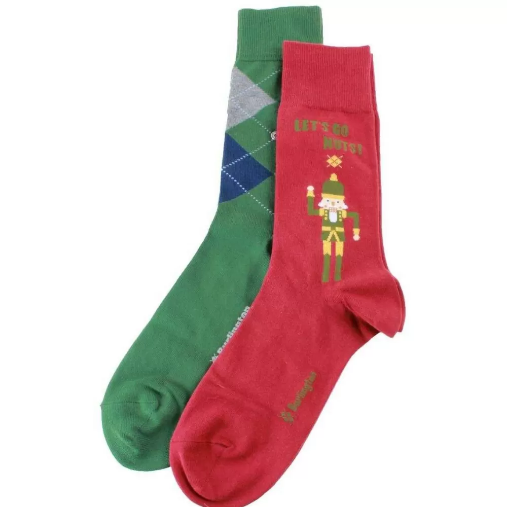 Burlington Men's Socks^Red X-Mas 2 Pack Gift Box Socks