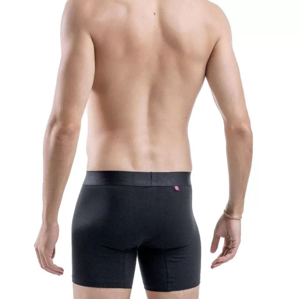 Comfyballs Men's Underwear^Black No Show Cotton Long Boxer