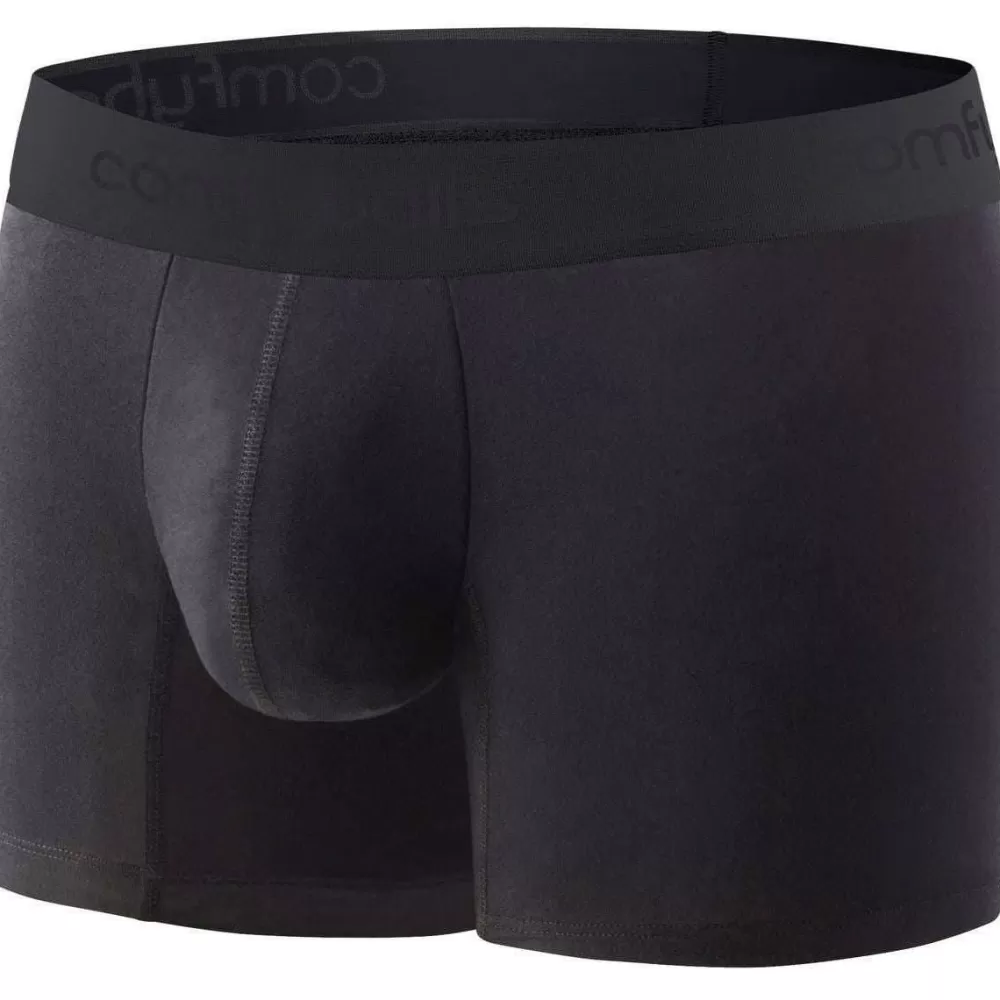 Comfyballs Men's Underwear^Black No Show Cotton Long Boxer
