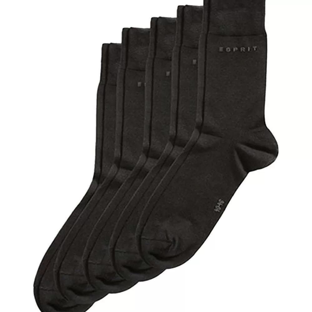 Esprit Men's Socks^Black Basic Fine Knit 5 Pack Socks
