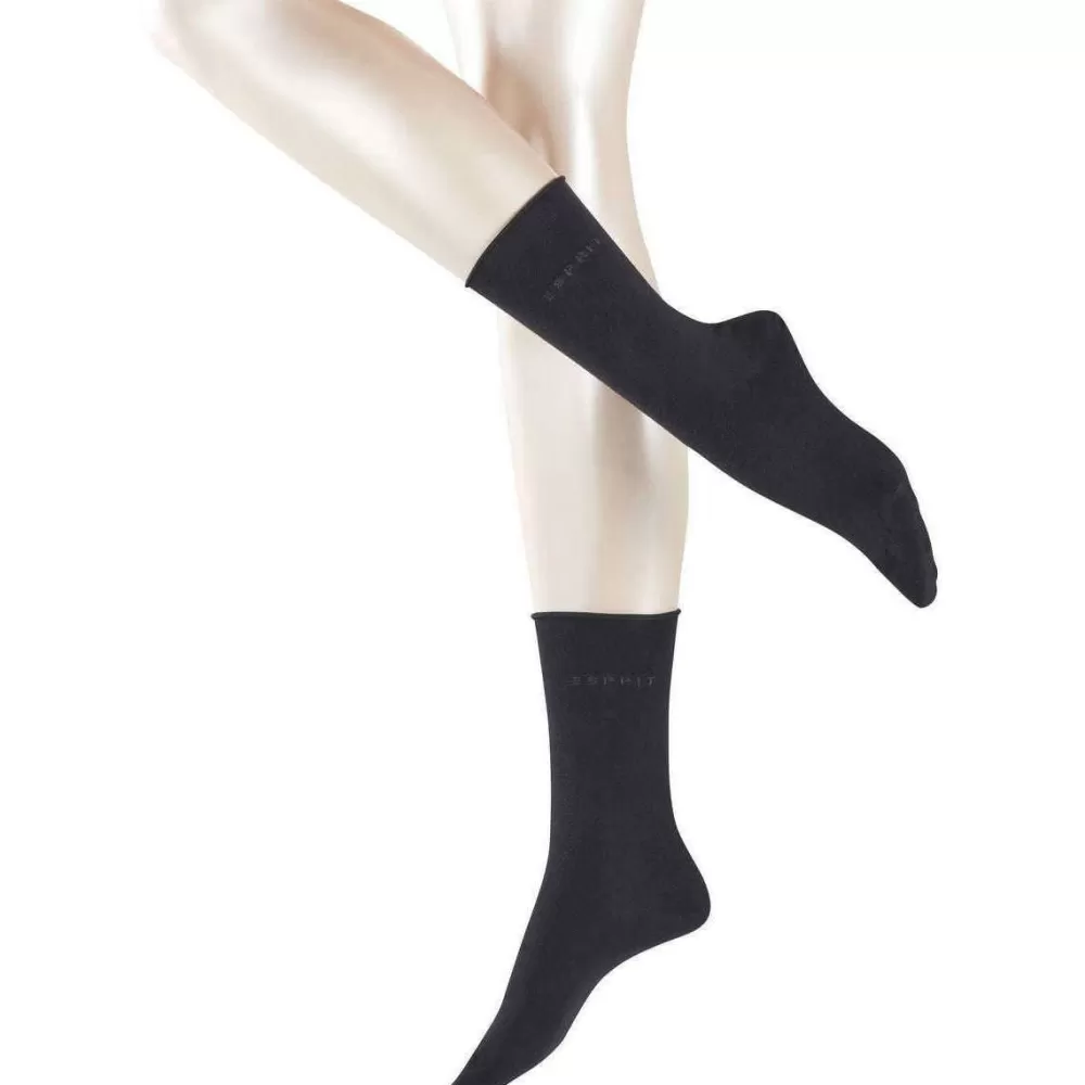 Esprit Women's Socks^Black Basic Pure 2 Pack Socks
