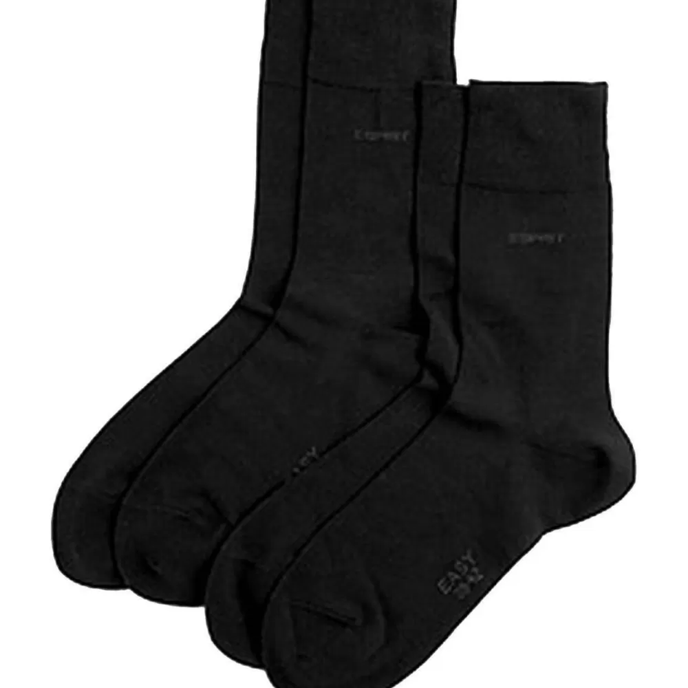 Esprit Men's Socks^Black Basic Soft Cuff 2 Pack Socks