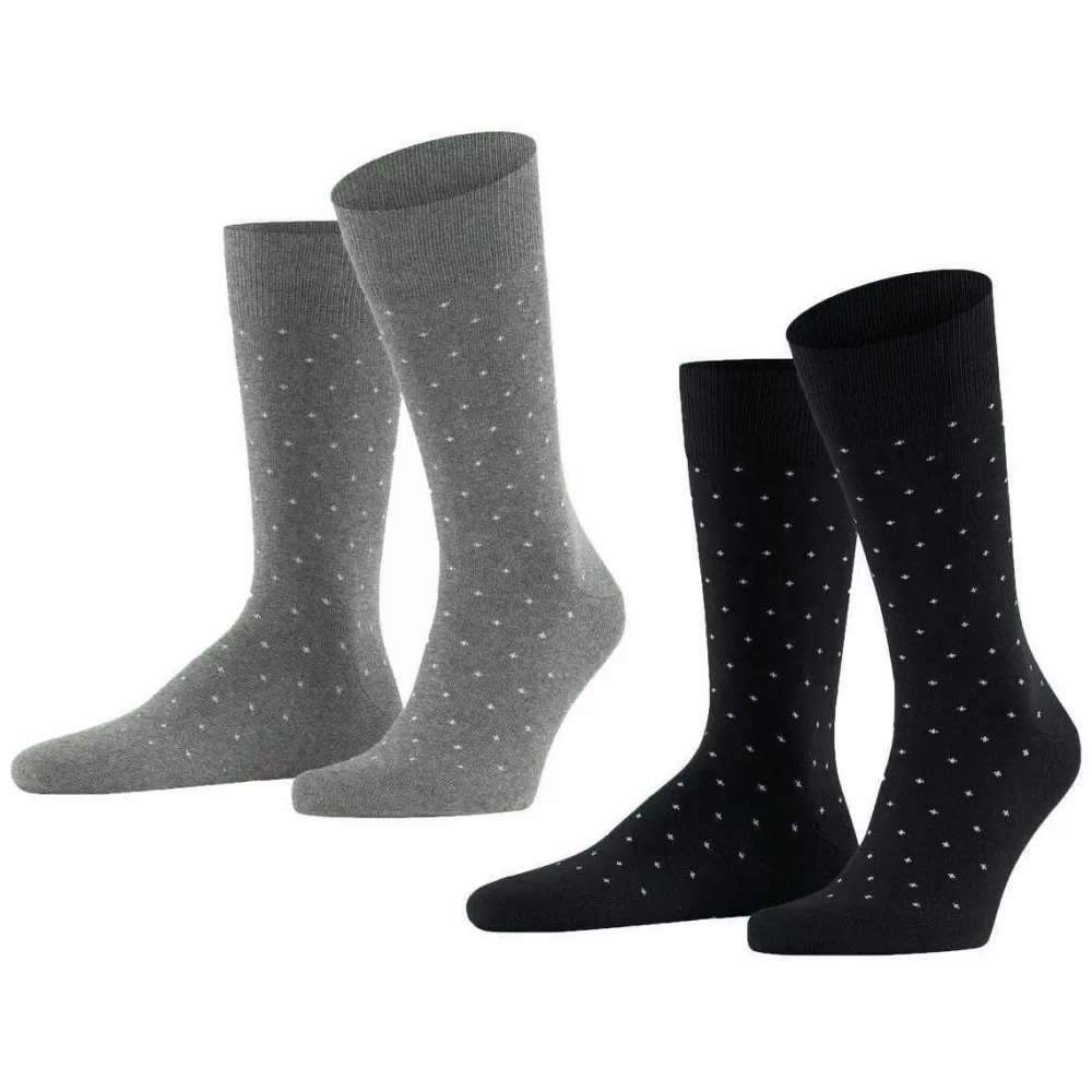 Esprit Men's Socks^Black Fine Dot 2 Pack Socks