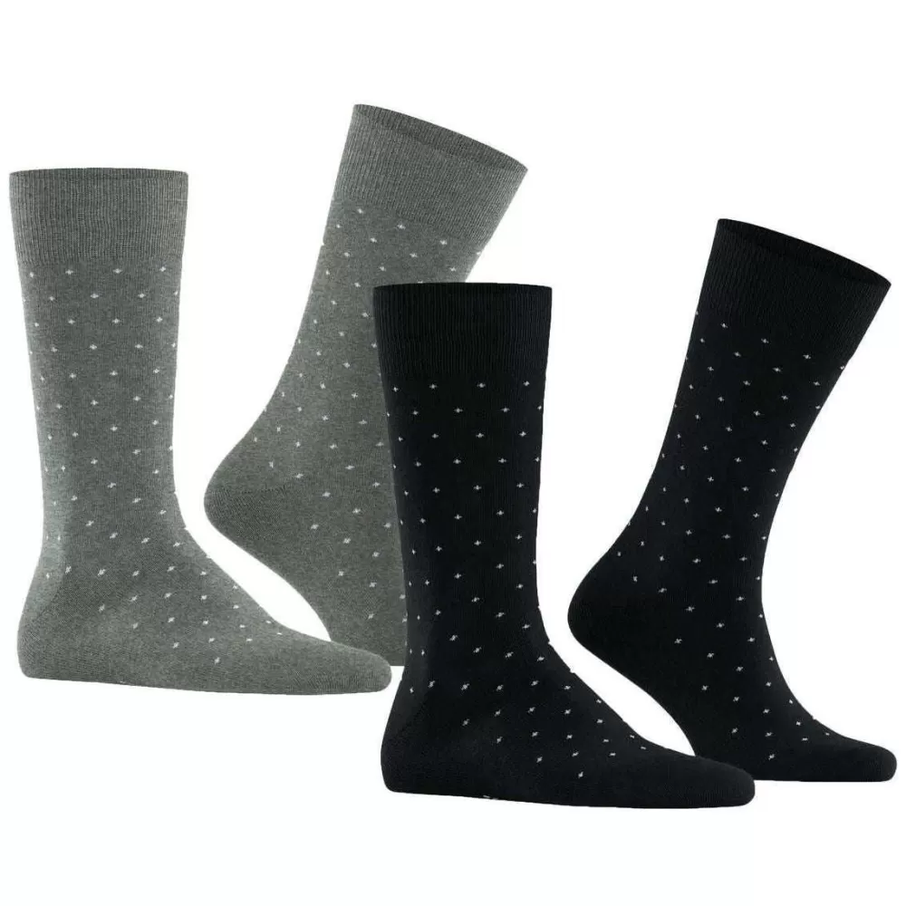 Esprit Men's Socks^Black Fine Dot 2 Pack Socks