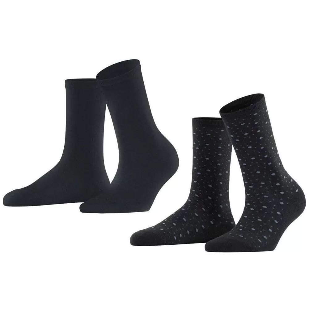 Esprit Women's Socks^Black Playful Dot 2 Pack Socks