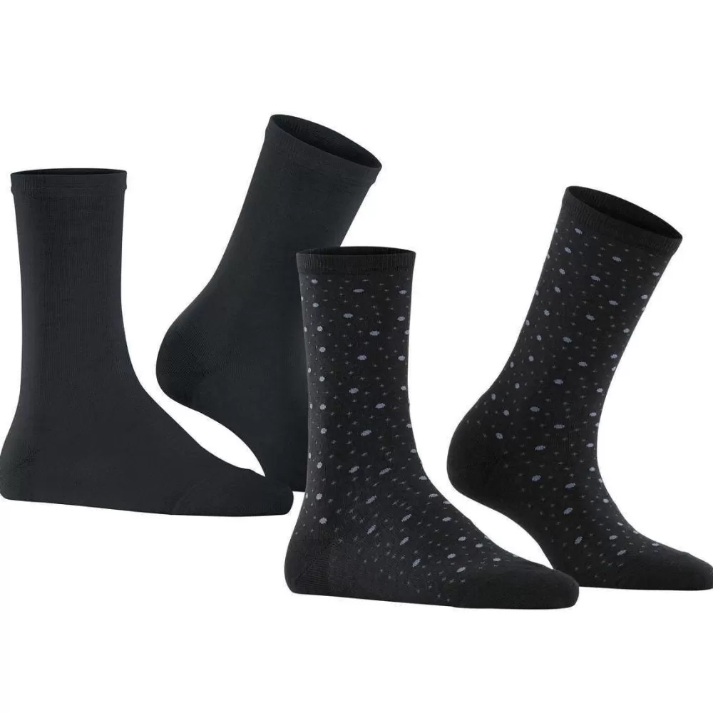 Esprit Women's Socks^Black Playful Dot 2 Pack Socks