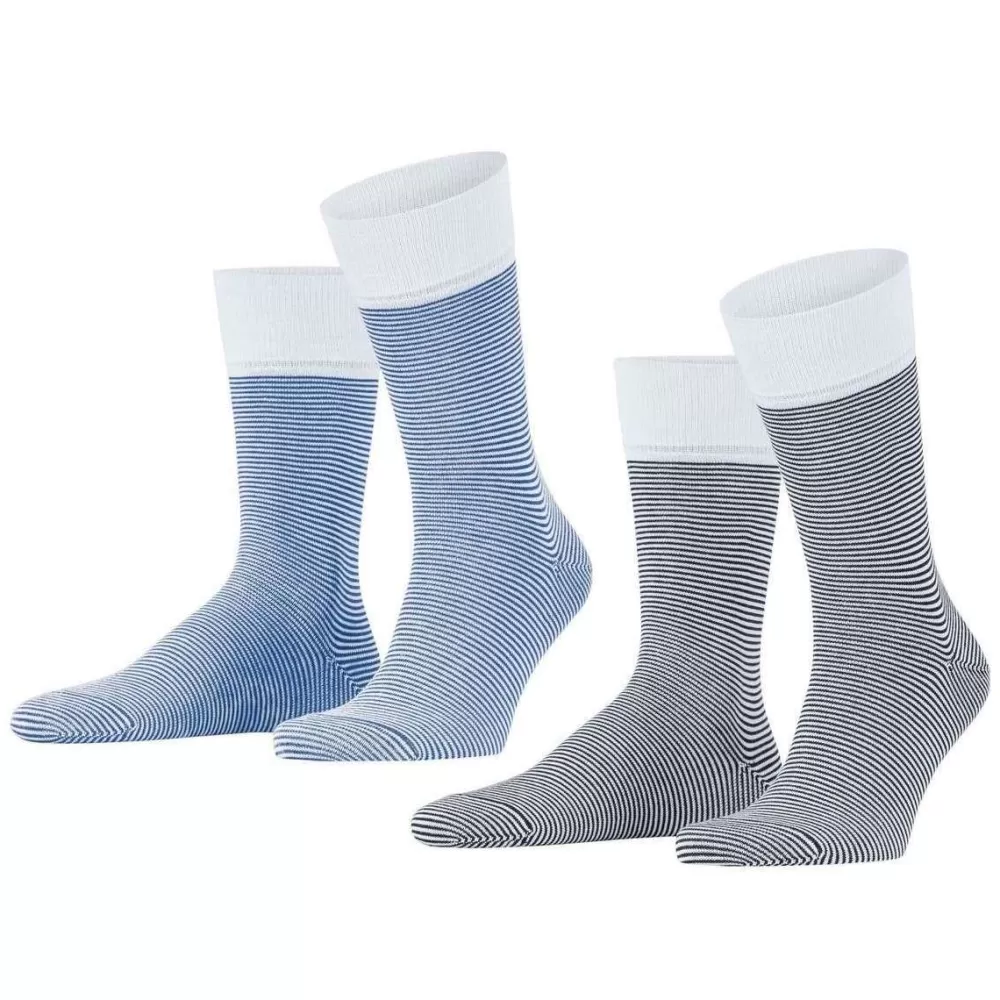 Esprit Men's Socks^Blue Allover Stripe 2 Pack Socks