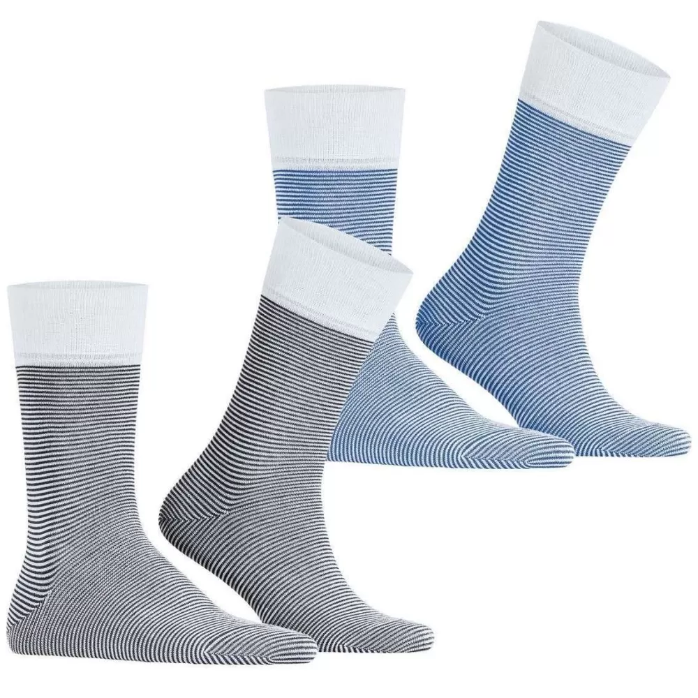 Esprit Men's Socks^Blue Allover Stripe 2 Pack Socks