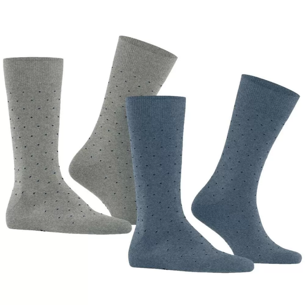 Esprit Men's Socks^Blue Fine Dot 2 Pack Socks