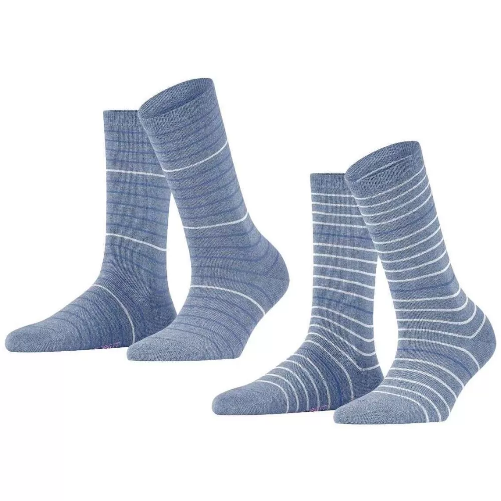 Esprit Women's Socks^Blue Fine Stripe 2 Pack Socks