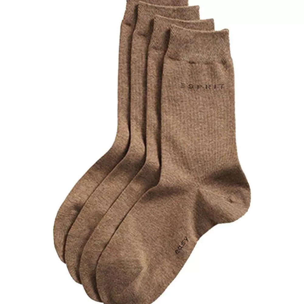 Esprit Women's Socks^Brown Basic Easy 2 Pack Mid-Calf Socks