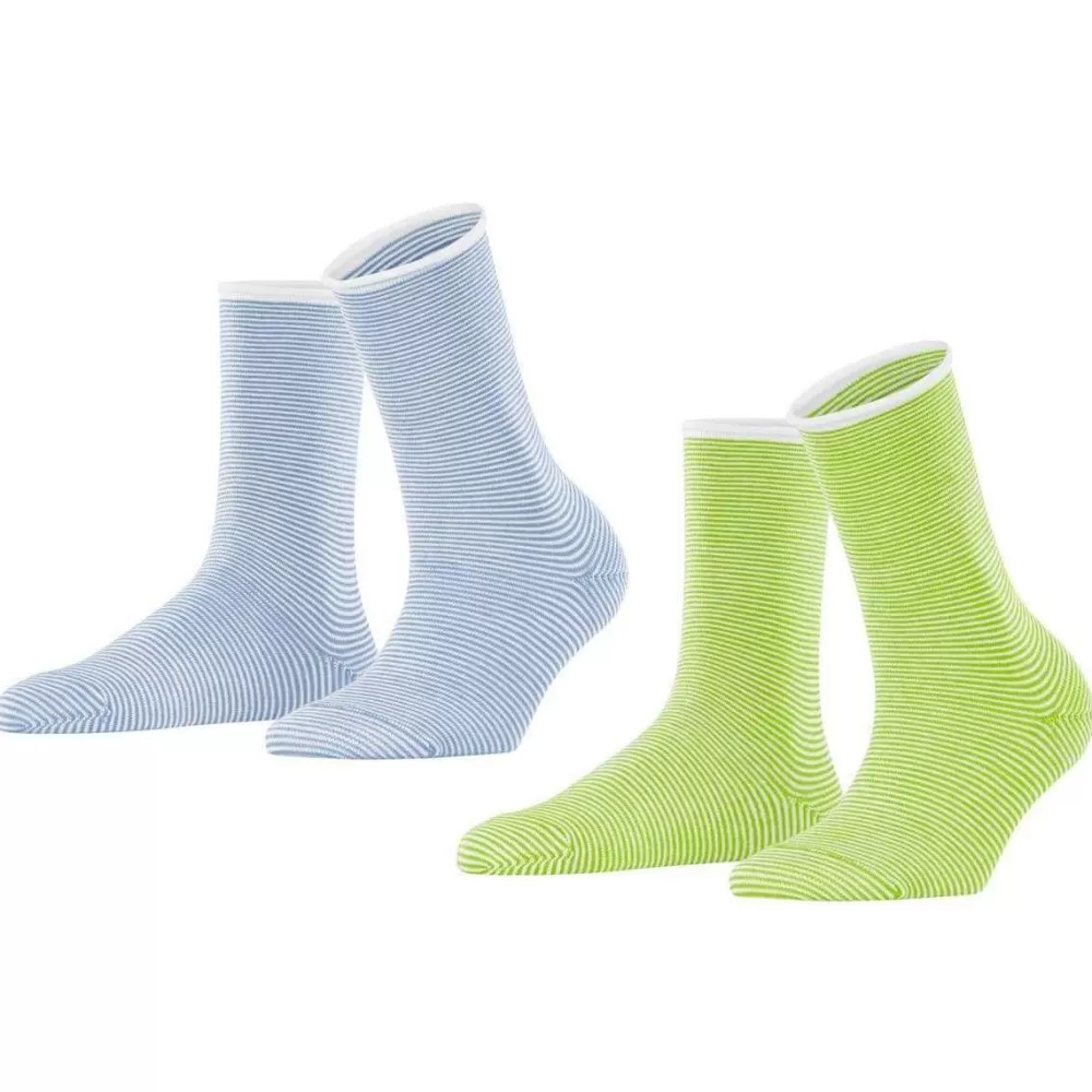 Esprit Women's Socks^Green Allover Stripe 2 Pack Socks
