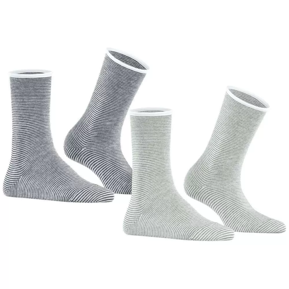 Esprit Women's Socks^Green Allover Stripe 2 Pack Socks