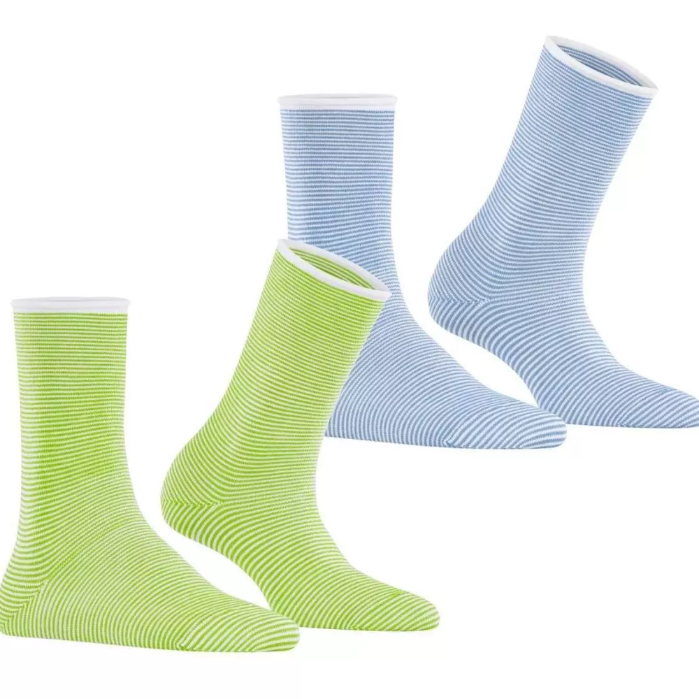 Esprit Women's Socks^Green Allover Stripe 2 Pack Socks