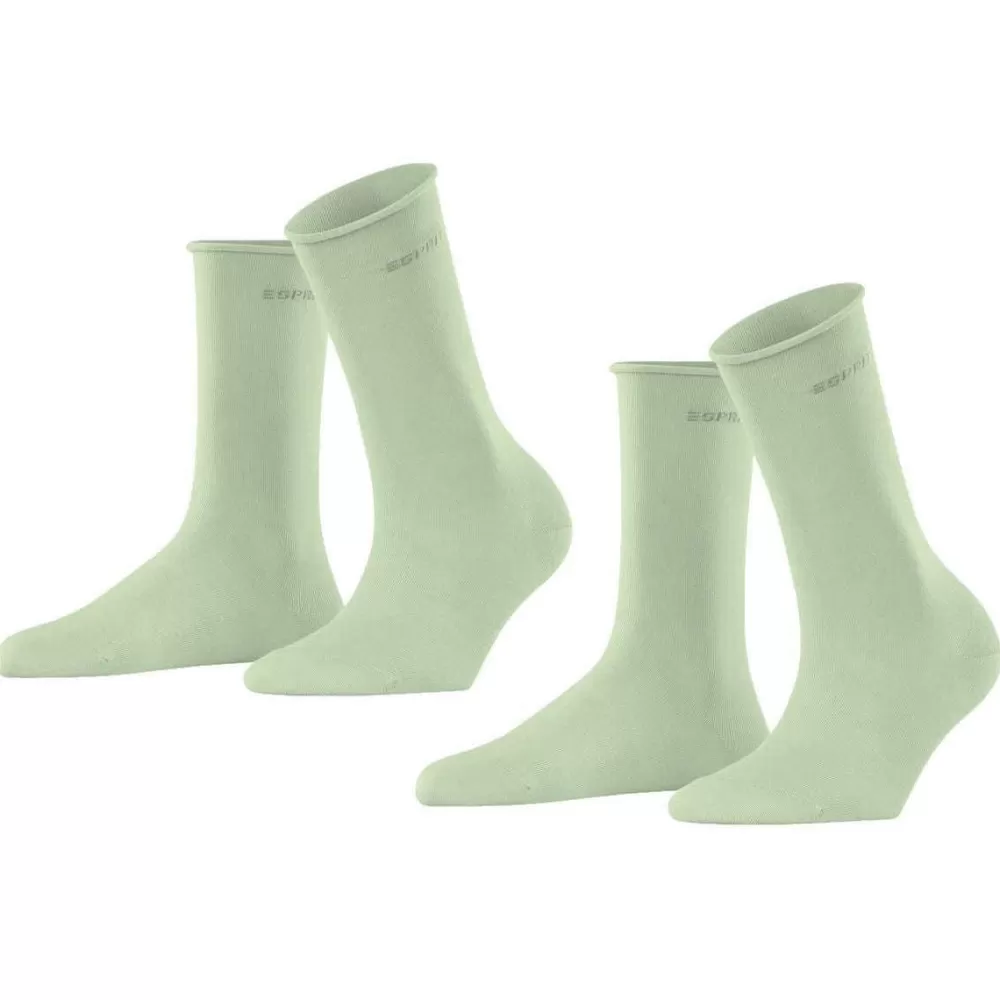Esprit Women's Socks^Green Basic Pure 2 Pack Socks