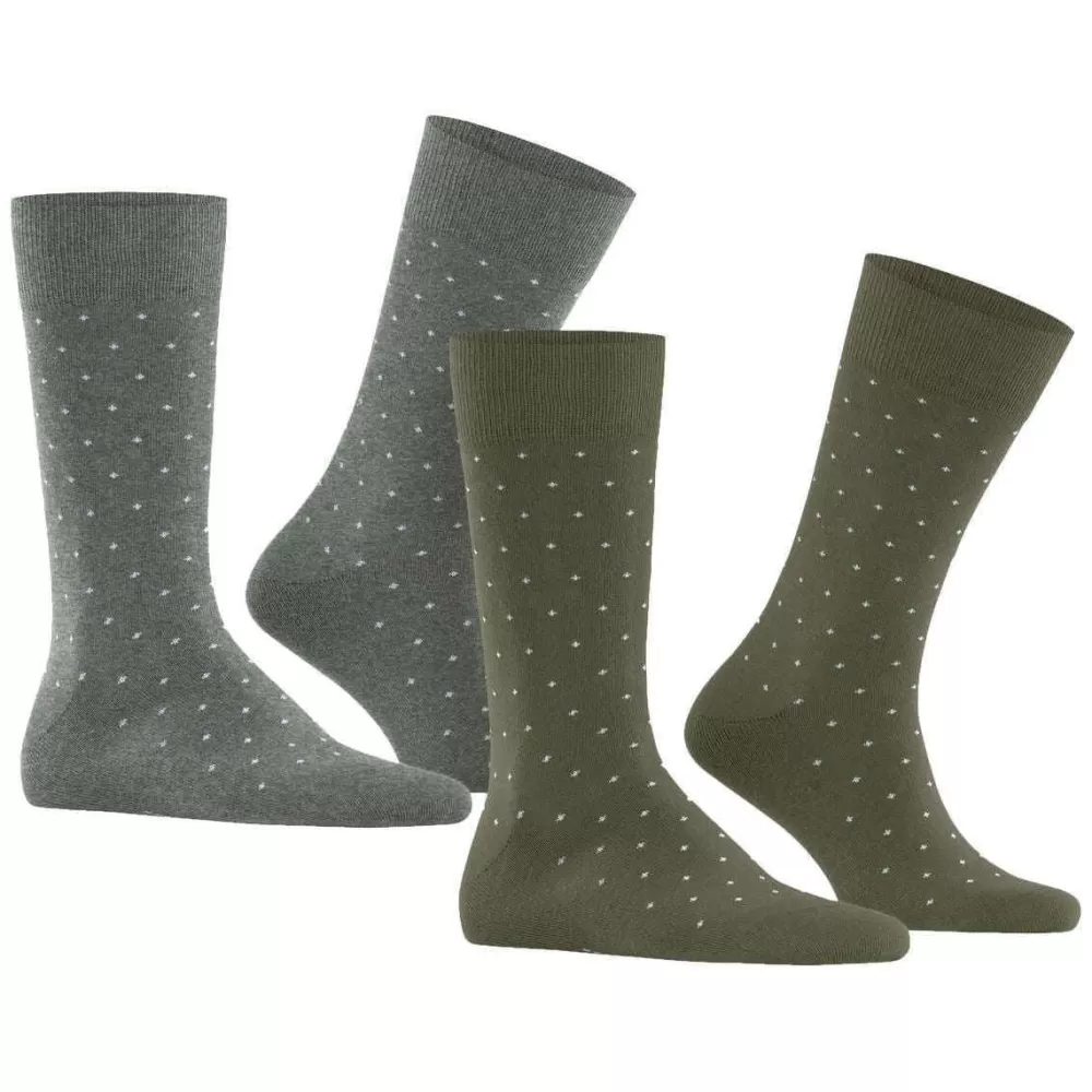 Esprit Men's Socks^Green Fine Dot 2 Pack Socks