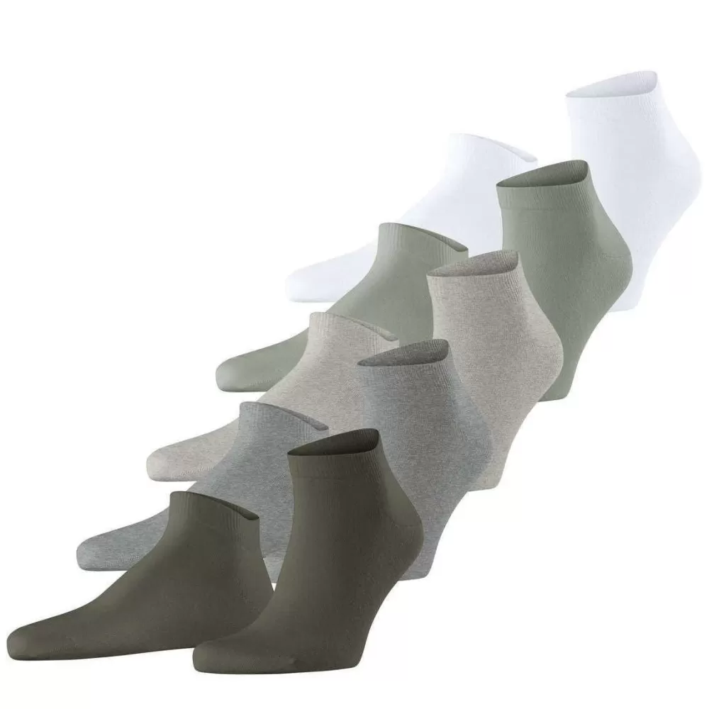 Esprit Men's Socks^Green Solid Mix 5 Pack Sneaker Socks