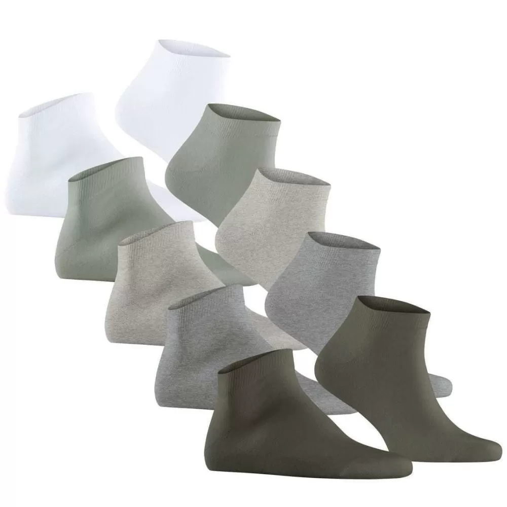 Esprit Men's Socks^Green Solid Mix 5 Pack Sneaker Socks