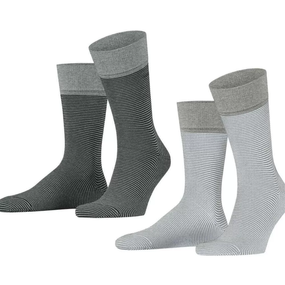 Esprit Men's Socks^Grey All Over Stripe 2 Pack Socks
