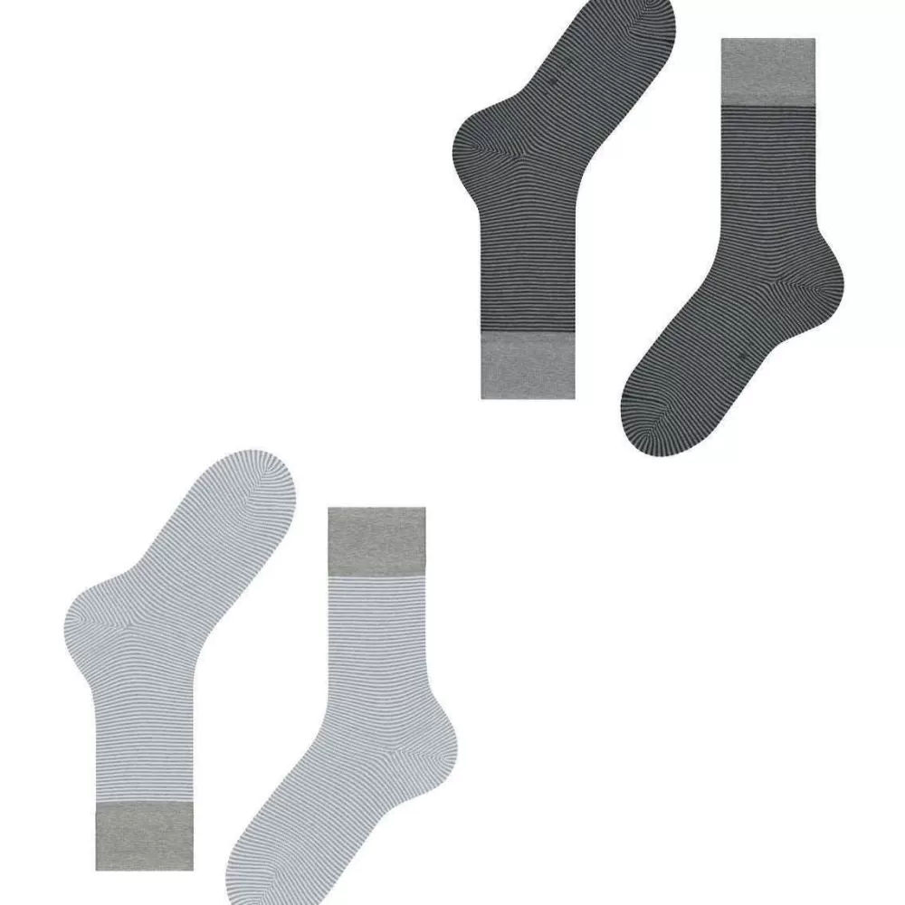Esprit Men's Socks^Grey All Over Stripe 2 Pack Socks