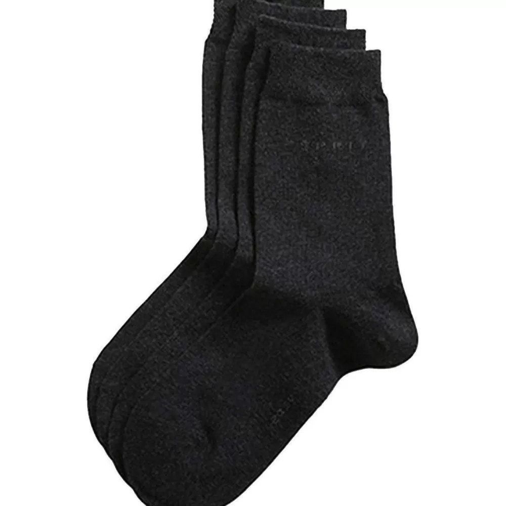 Esprit Women's Socks^Grey Basic Easy 2 Pack Mid-Calf Socks