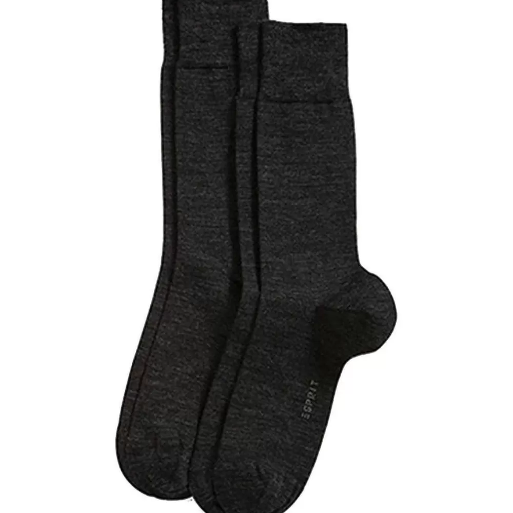 Esprit Men's Socks^Grey Basic Elegant Wool 2 Pack Socks