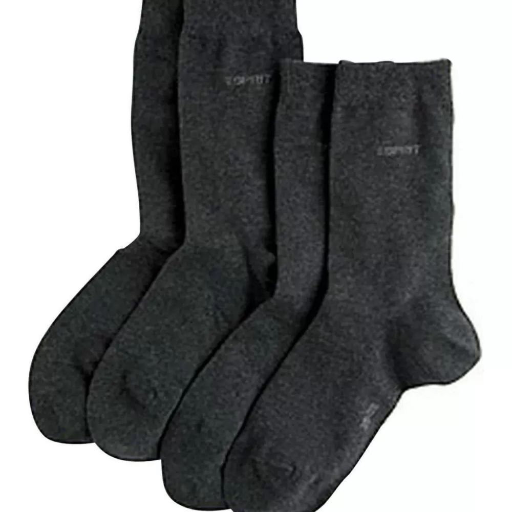 Esprit Women's Socks^Grey Basic Fine Knit Mid-Calf 2 Pack Socks