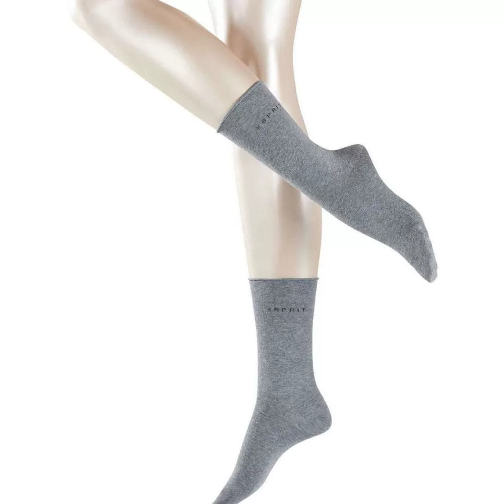 Esprit Women's Socks^Grey Basic Pure 2 Pack Socks