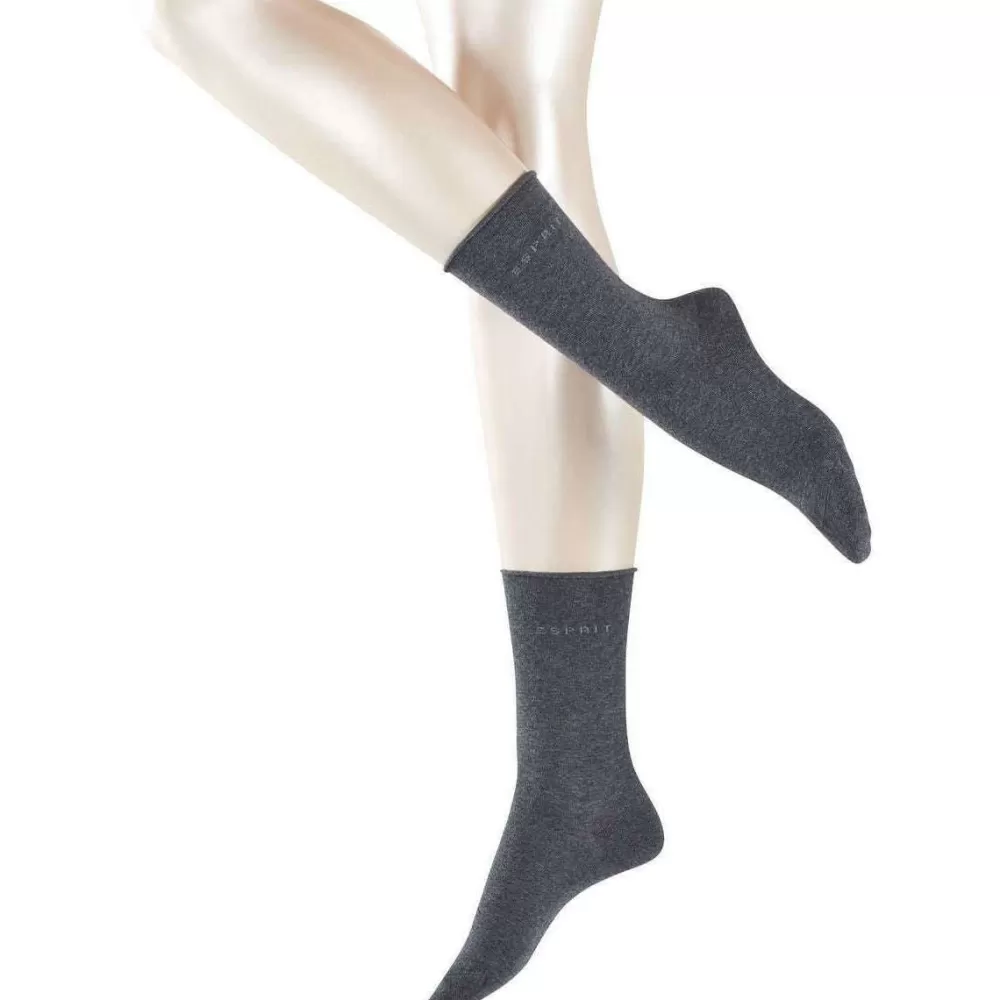 Esprit Women's Socks^Grey Basic Pure 2 Pack Socks