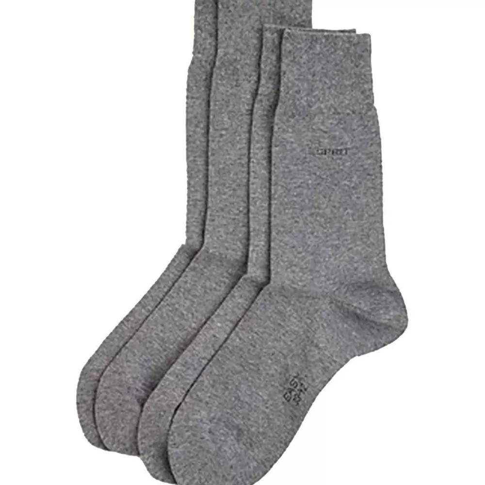 Esprit Men's Socks^Grey Basic Soft Cuff 2 Pack Socks