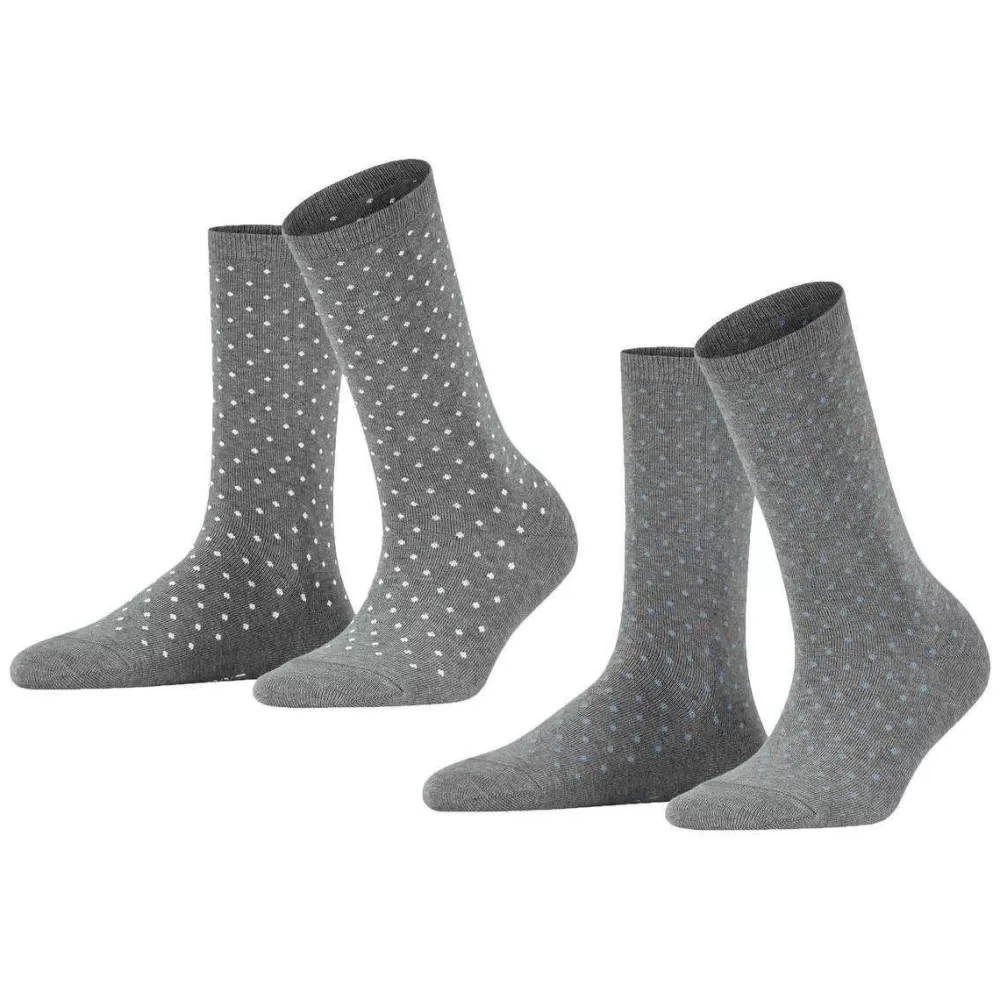 Esprit Women's Socks^Grey Fine Dot 2 Pack Socks