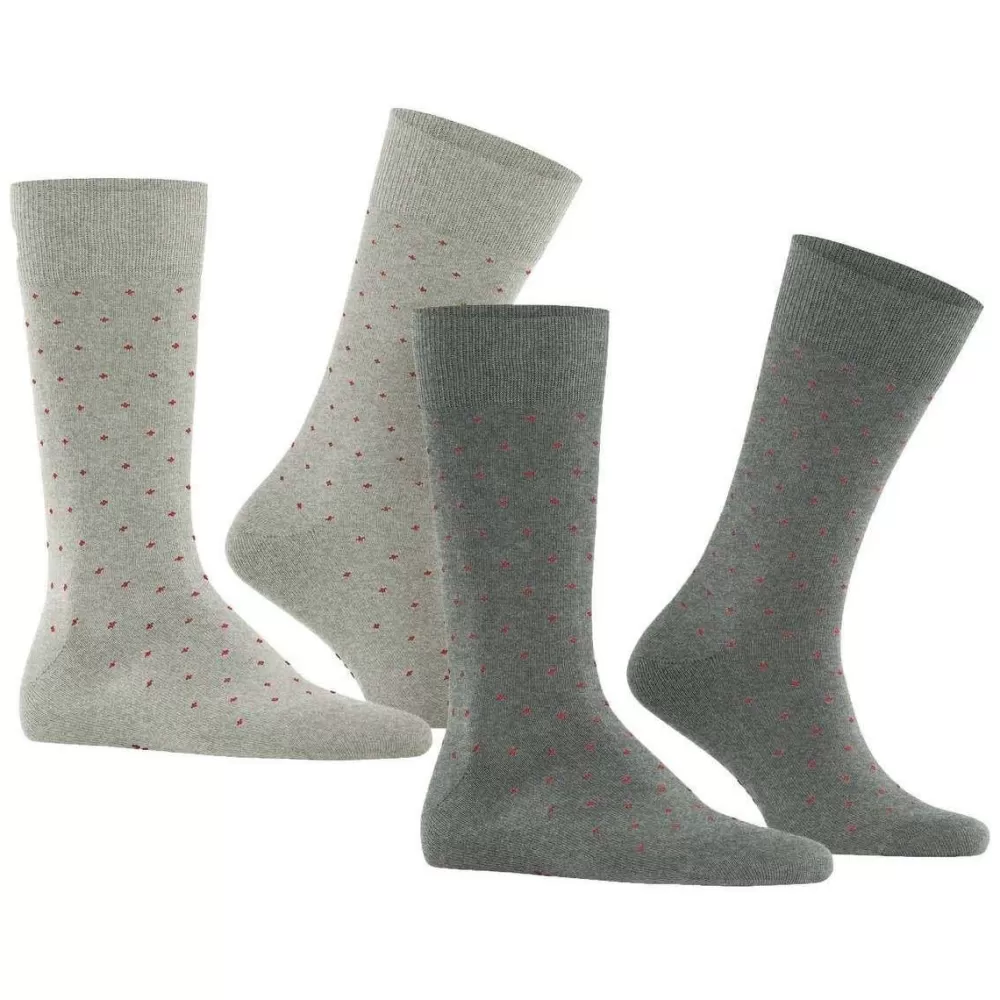 Esprit Men's Socks^Grey Fine Dot 2 Pack Socks