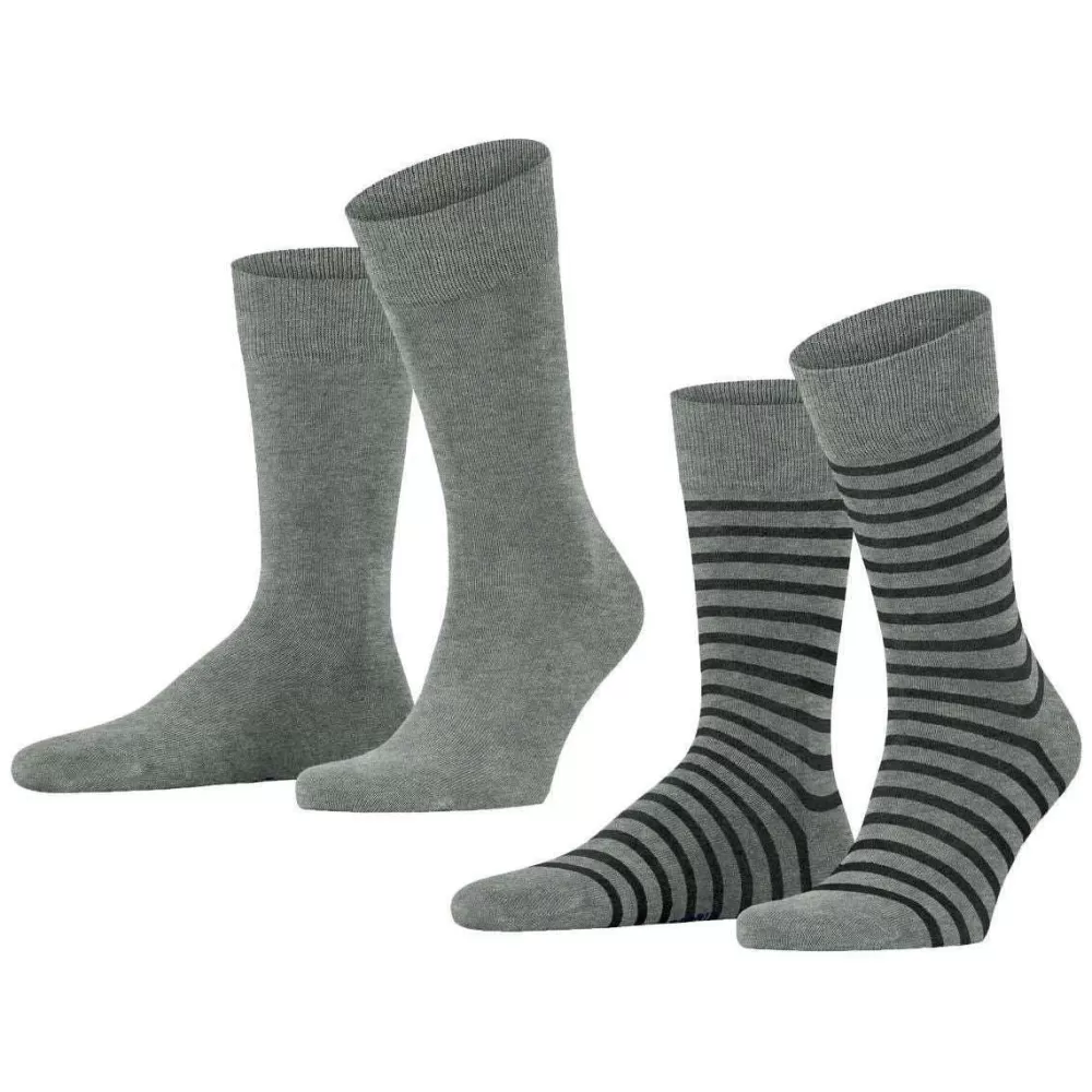 Esprit Men's Socks^Grey Fine Stripe 2 Pack Socks