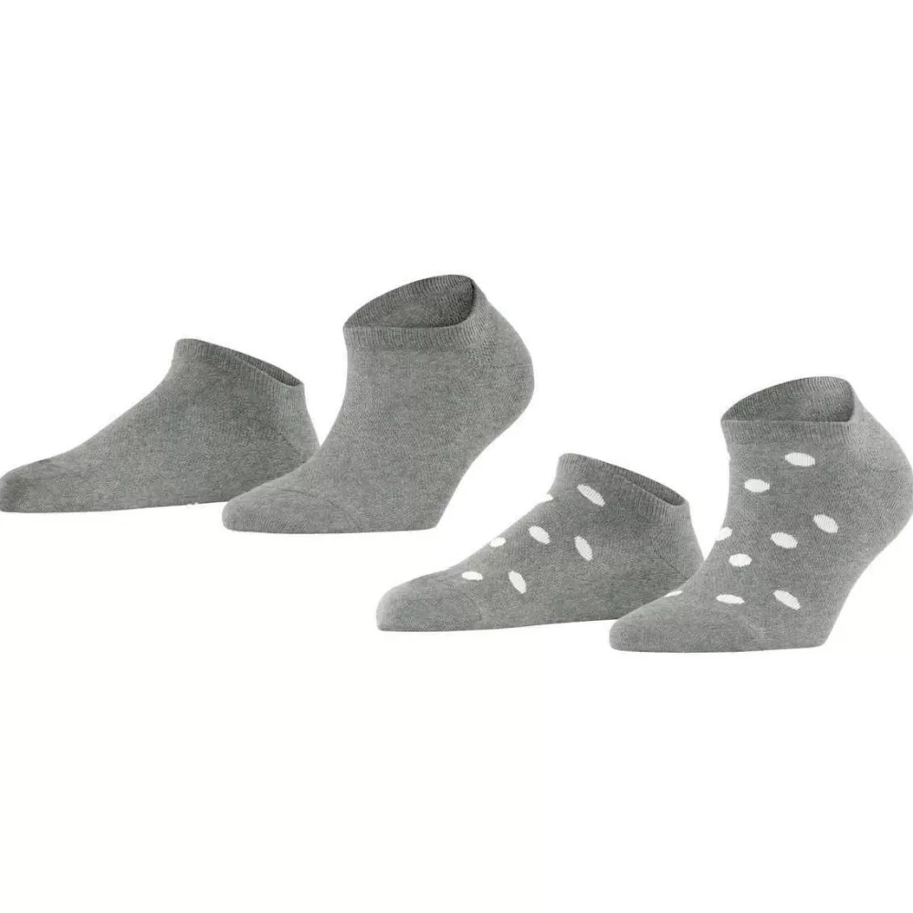 Esprit Women's Socks^Grey Mesh Dot 2 Pack Sneaker Socks