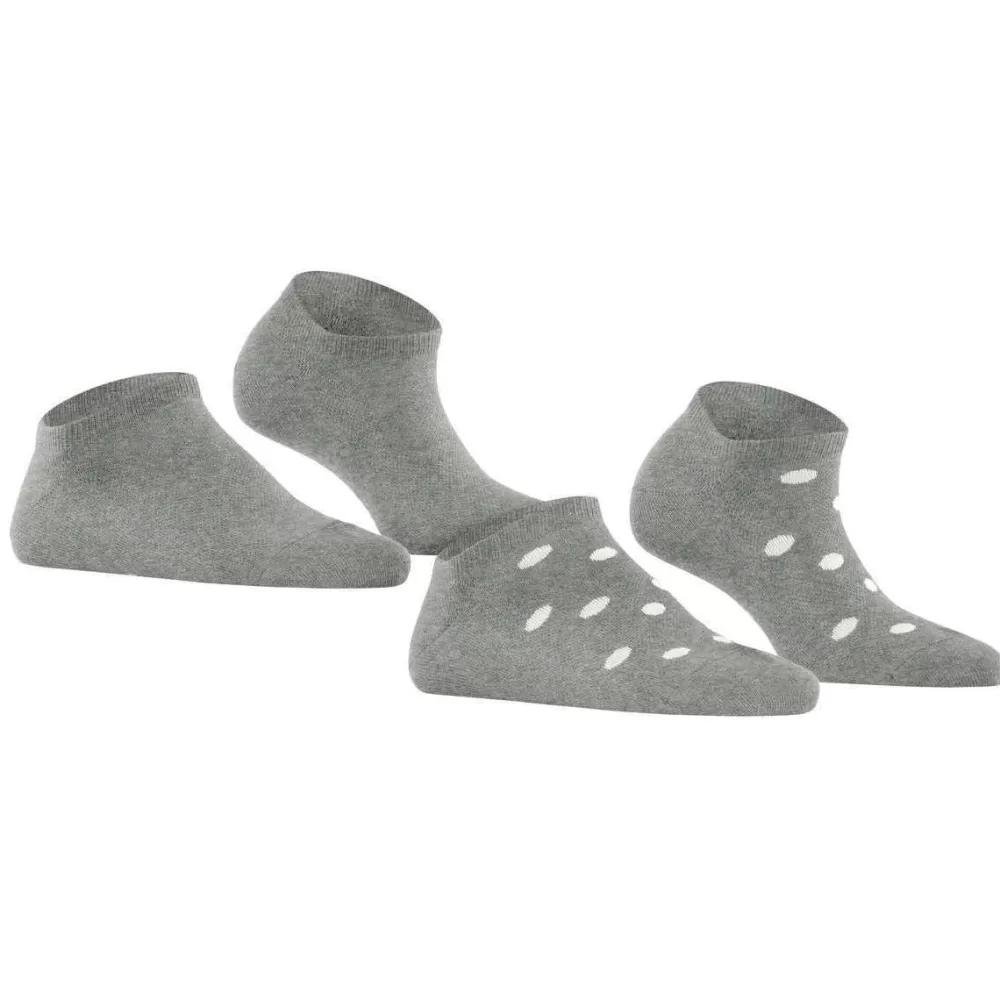 Esprit Women's Socks^Grey Mesh Dot 2 Pack Sneaker Socks