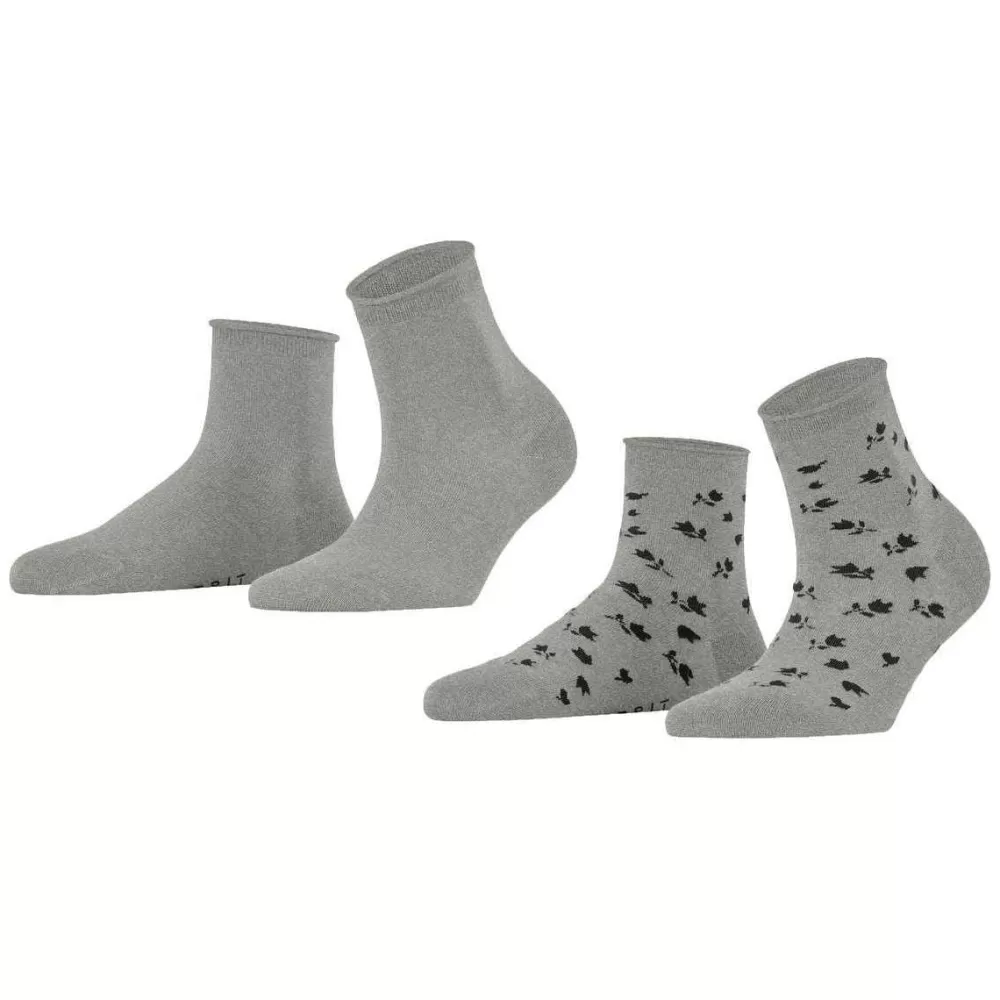 Esprit Women's Socks^Grey Mini Flower 2 Pack Socks