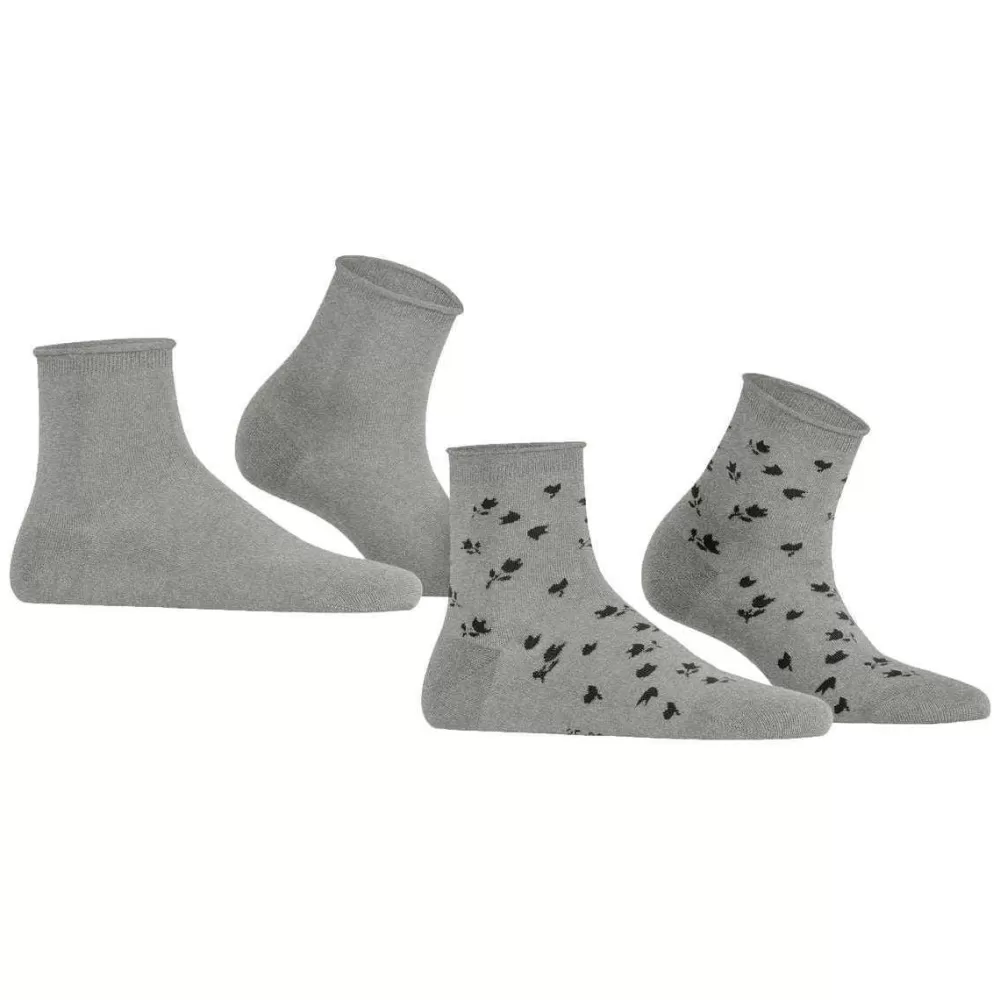 Esprit Women's Socks^Grey Mini Flower 2 Pack Socks
